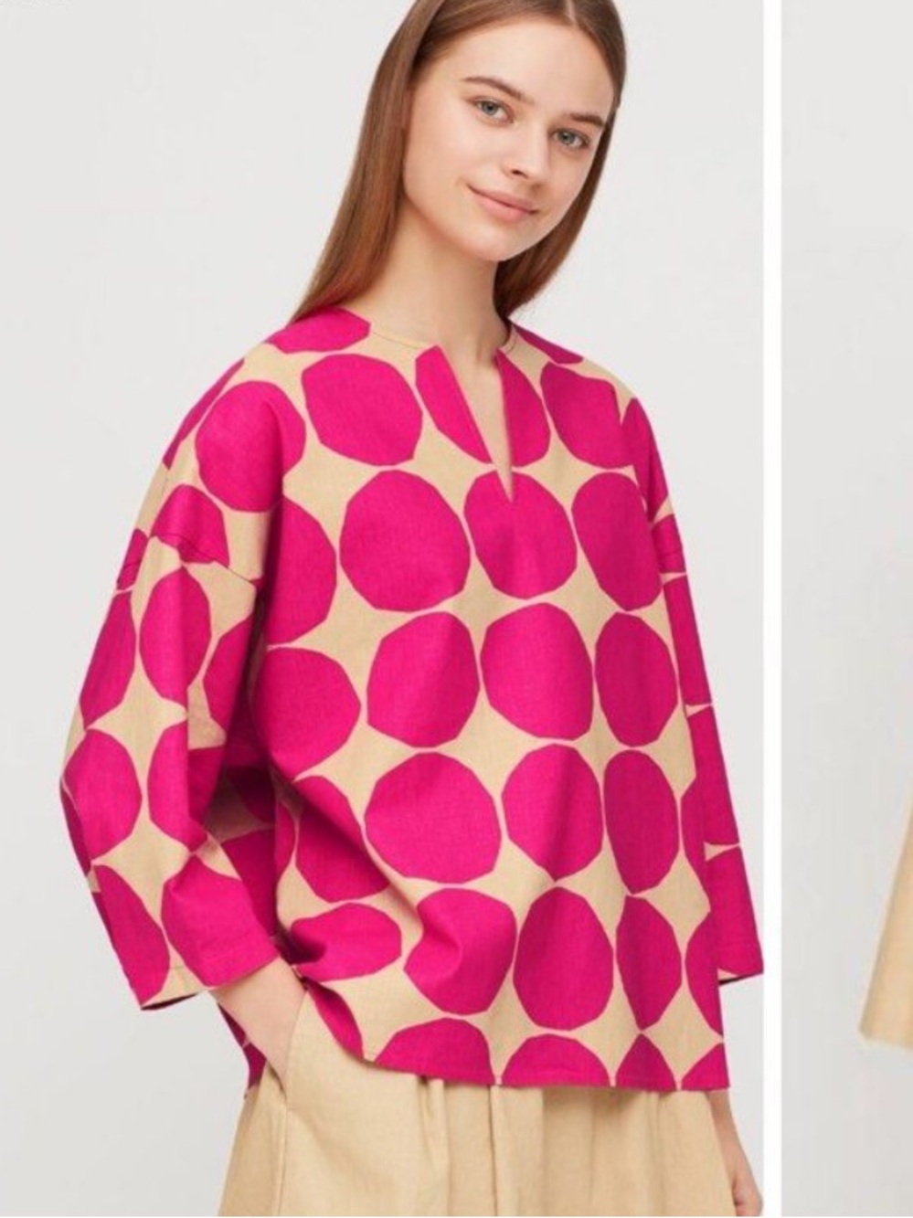 UNIQLO x Marimekko Co-ord Linen Blend Polka Dot Top Size Medium